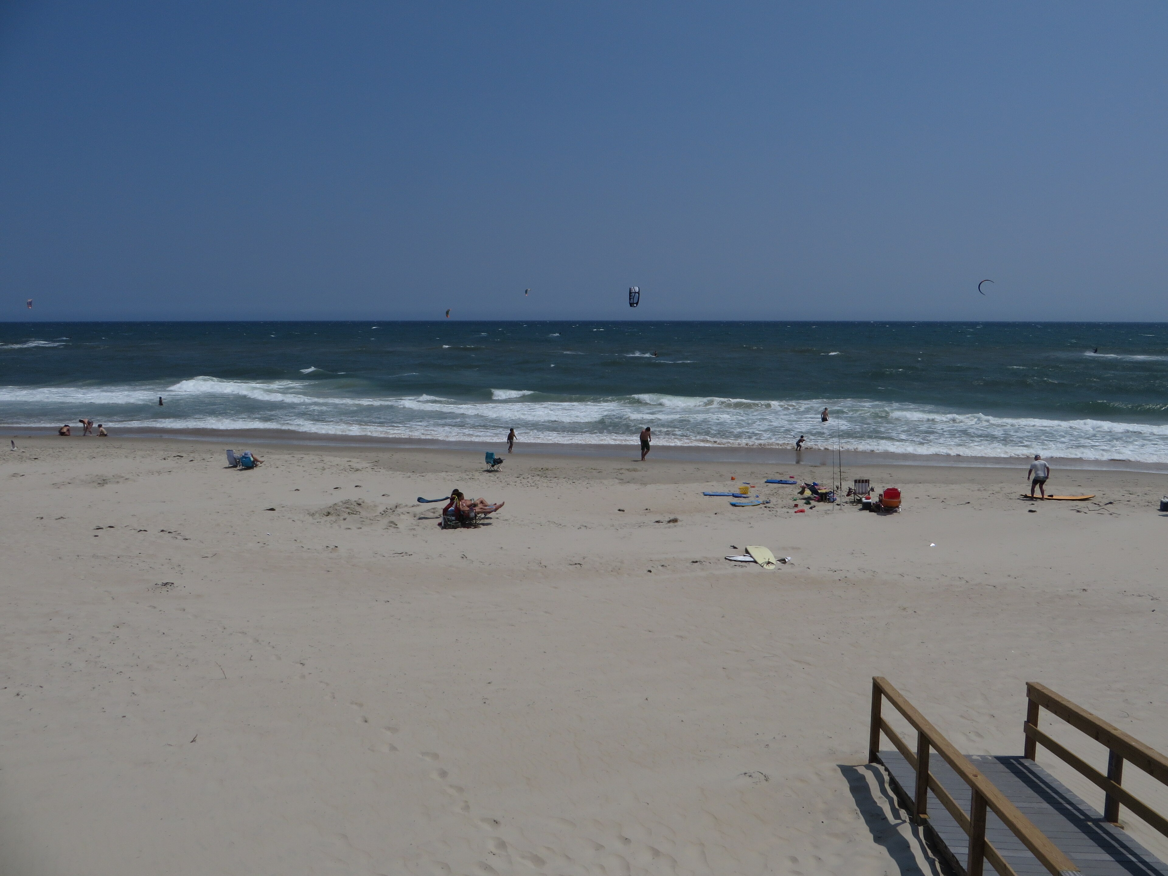 Kiteboarder on shallow flat water